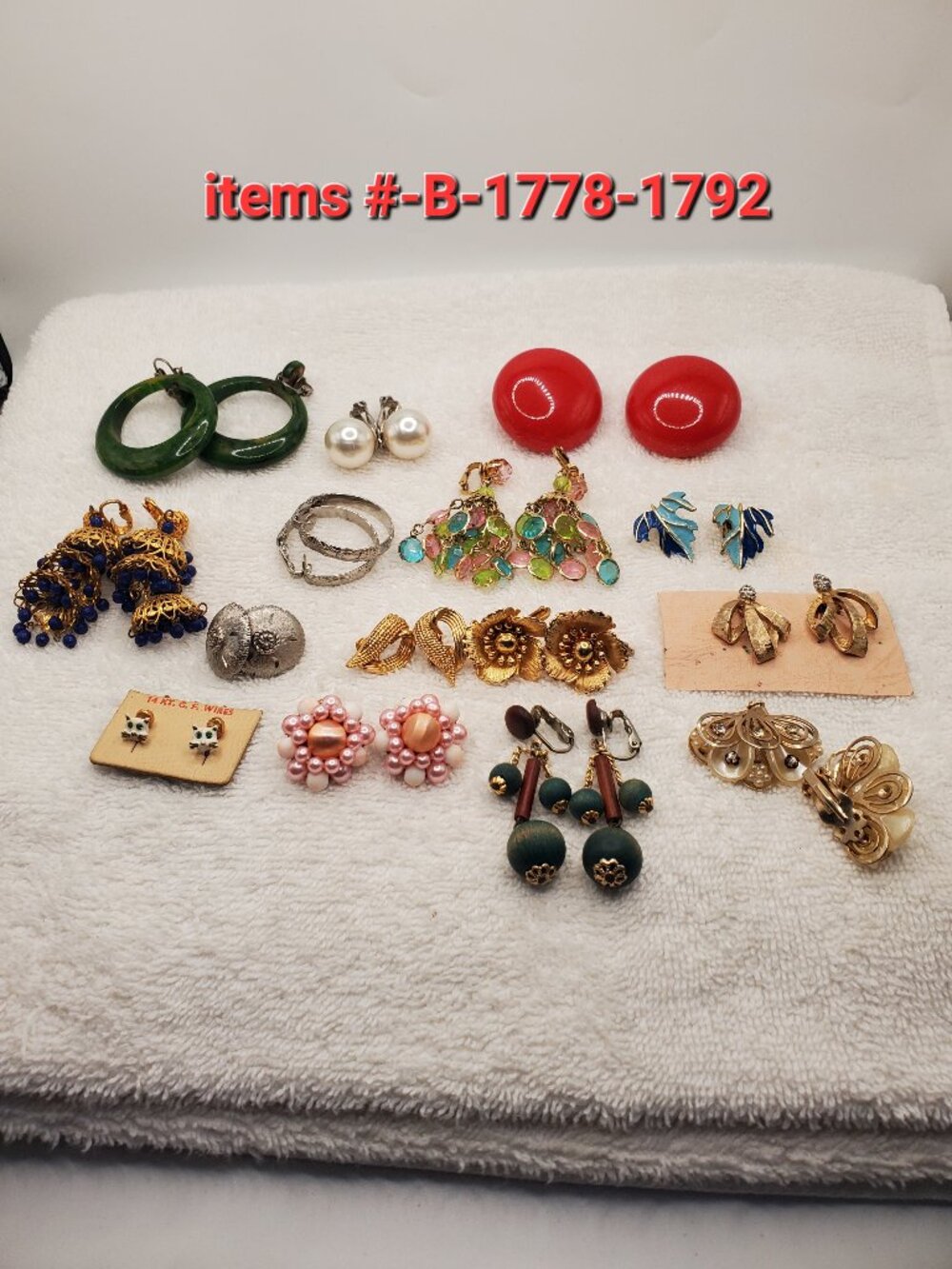 15 Pair of Clip On Earrings, items # B- 1788--1792. wt. 163 grams.